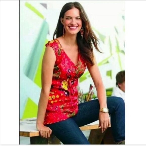 CABI | Wildflower Art Teacher Tunic Blouse Red Women’s Size Medium - Picture 9 of 9